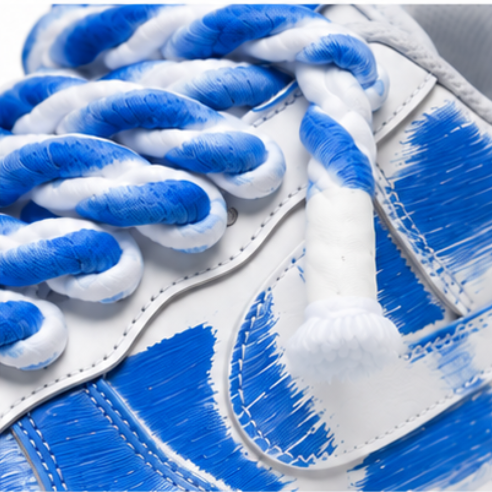 Nike Air Force 1 Custom White Rope Laces Effetto Sporco Spuorc Blue Paint