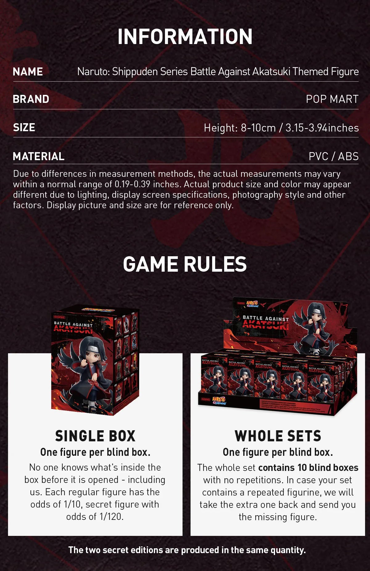 Pop Mart Naruto: Shippuden Series Battle Against Akatsuki Themed Figure Single Blind Box