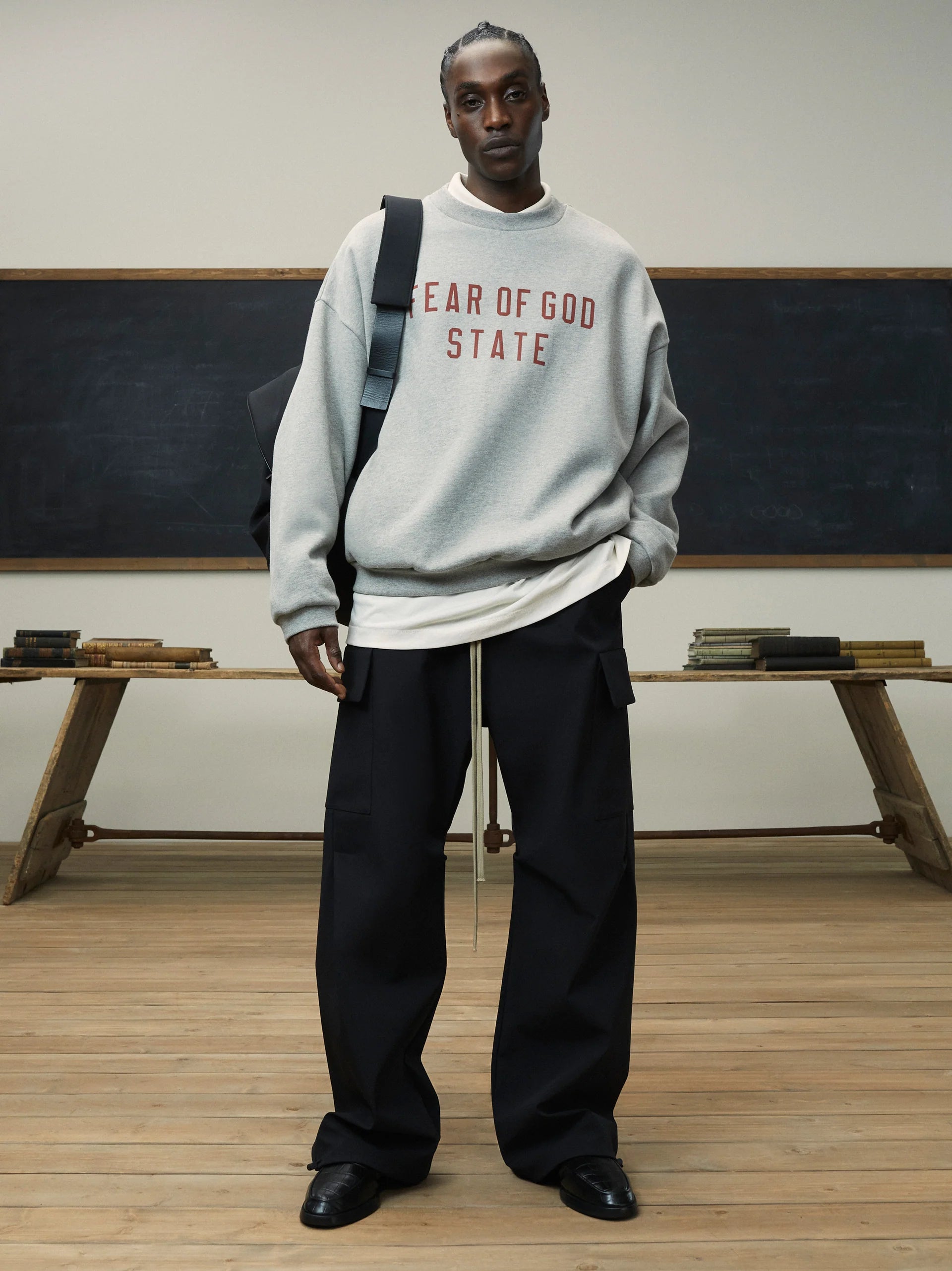 Fear Of God Essentials Fleece Crewneck State (FW24) Dark Heater