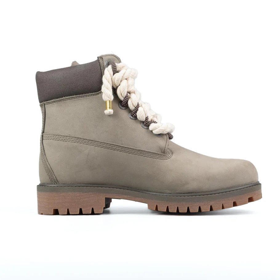 Timberland® Stivale Impermeabile Premium Verde Oliva Custom Corda Beige Rope Laces