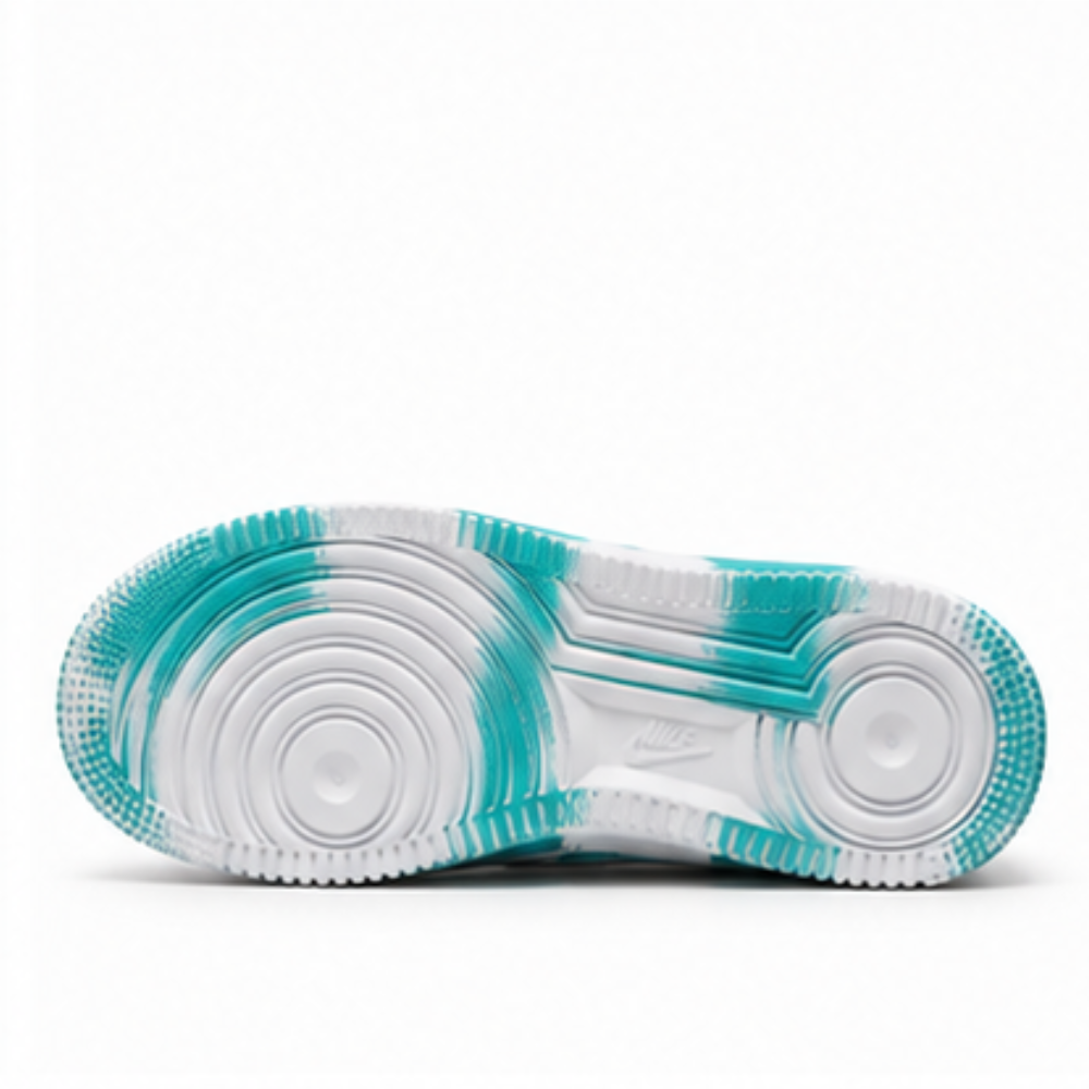 Nike Air Force 1 Custom White Rope Laces Effetto Sporco Spuorc Verde Acqua Teal Paint