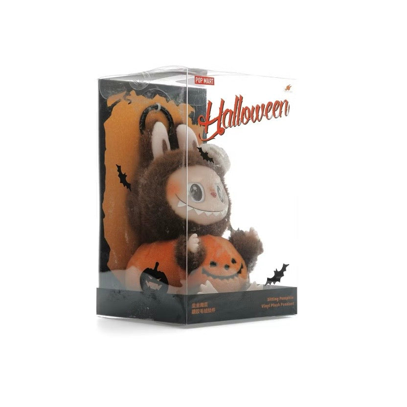 Pop Mart Labubu Happy Halloween Party Series-Sitting Pumpkin Vinyl Plush Pendant