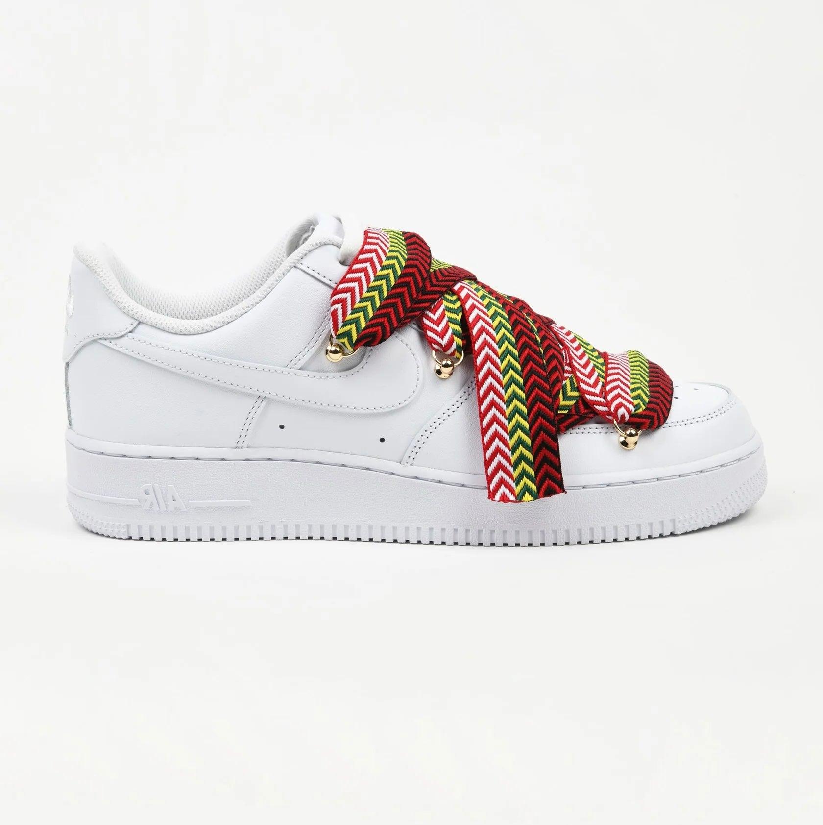 Nike Air Force 1 Custom White Rope Laces Colored Red - Madonnina Resell