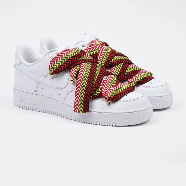 Nike Air Force 1 Custom White Rope Laces Colored Red - Madonnina Resell