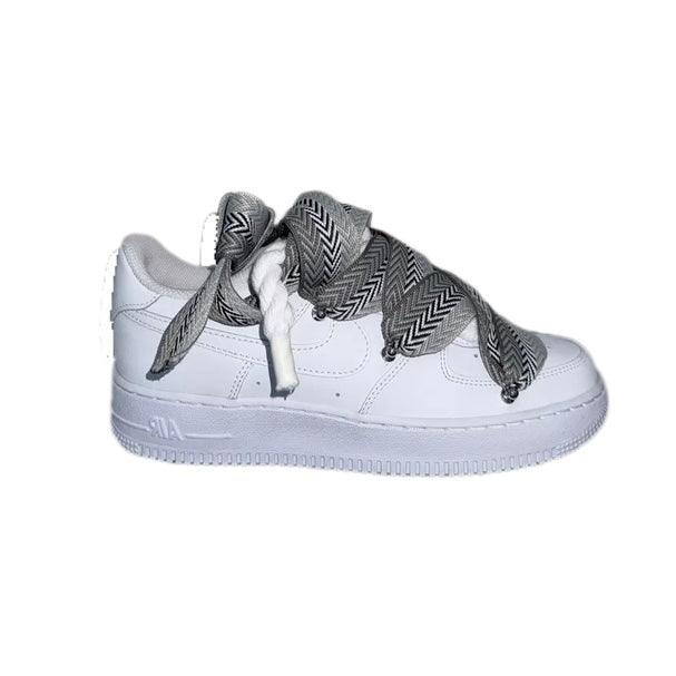 Nike Air Force 1 Custom White Rope Mood Lanvin Laces Grey - Madonnina Resell