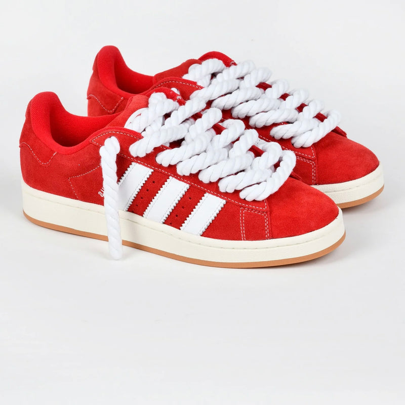 Red Adidas Campus 00 Rope Laces Custom White