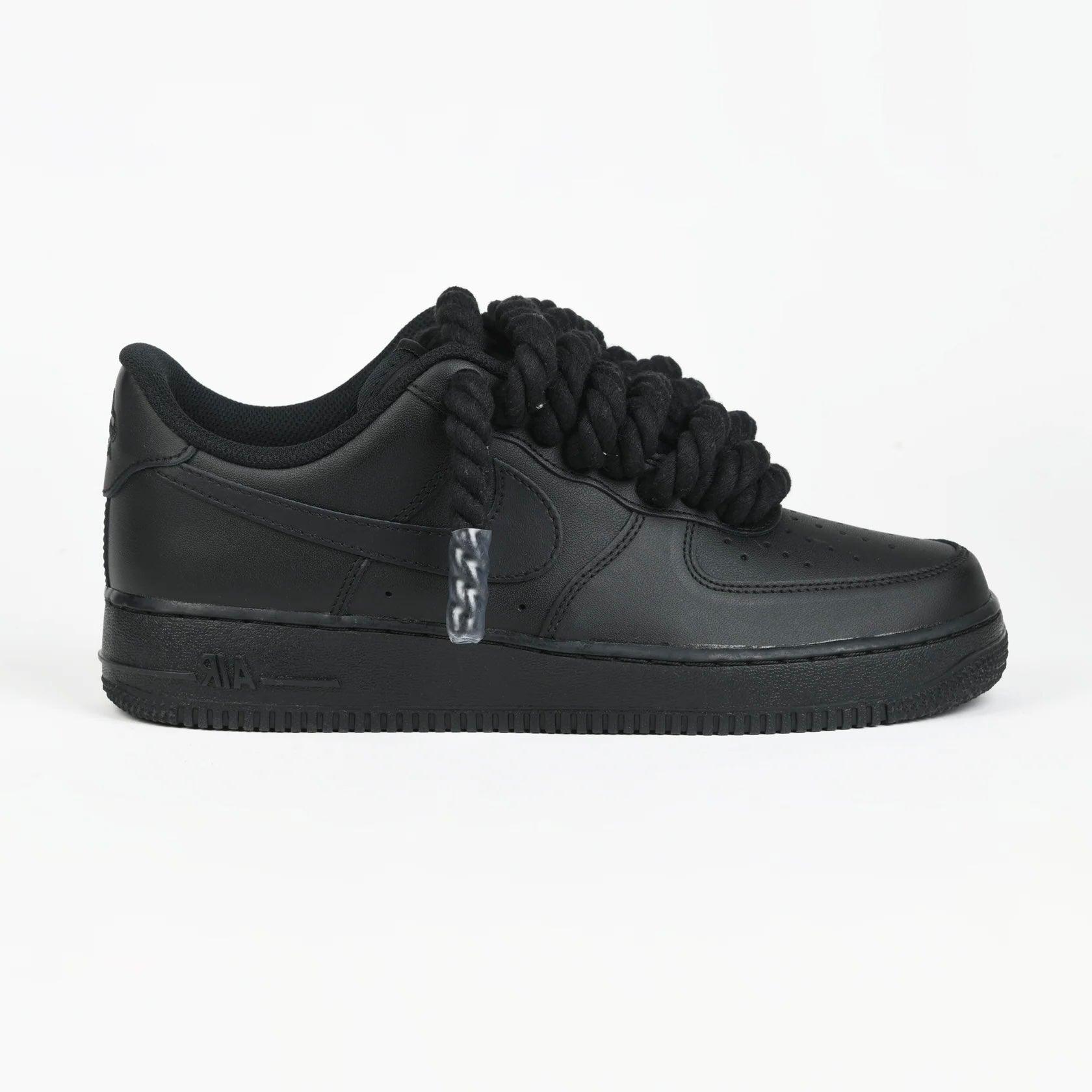 Nike Air Force 1 Black Rope Laces Custom Black - Madonnina Resell