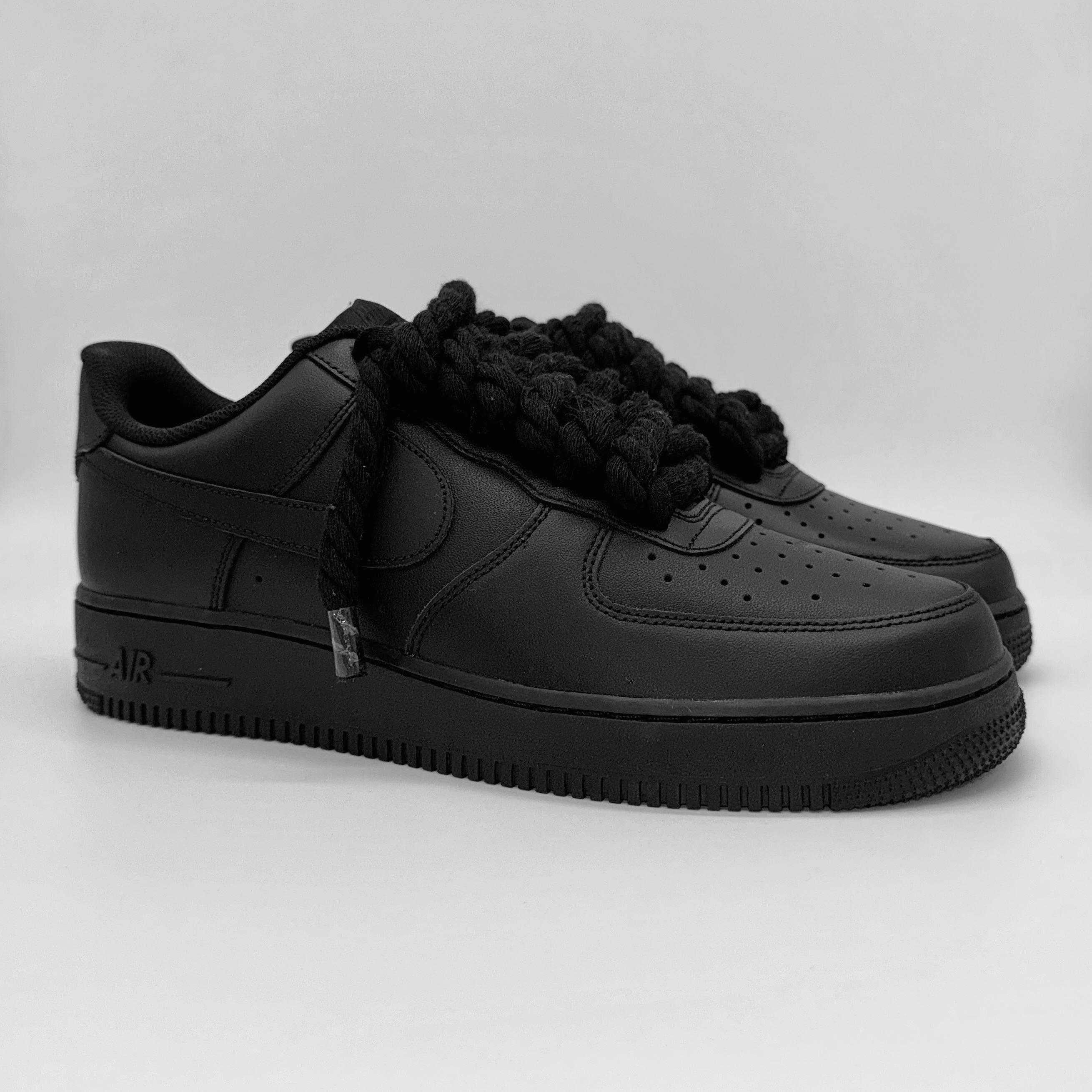 Nike Air Force 1 Black Rope Laces Custom Black - Madonnina Resell