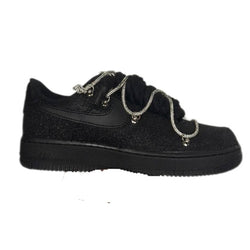 Nike Air Force 1 Low '07 Custom Black Glitter Rope Laces Off