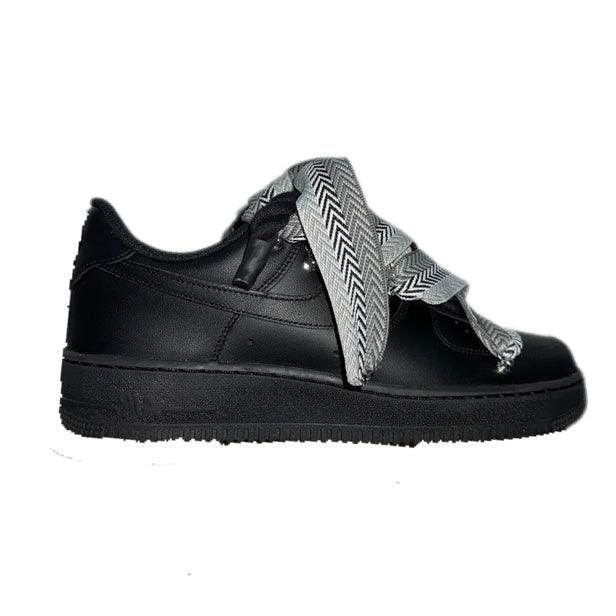 Nike Air Force 1 Custom Black Rope Laces Grey - Madonnina Resell