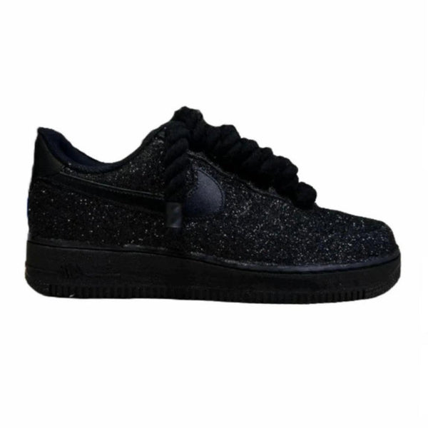 Nike Air Force 1 Rope Laces Custom Black “Glitter” - Madonnina Resell