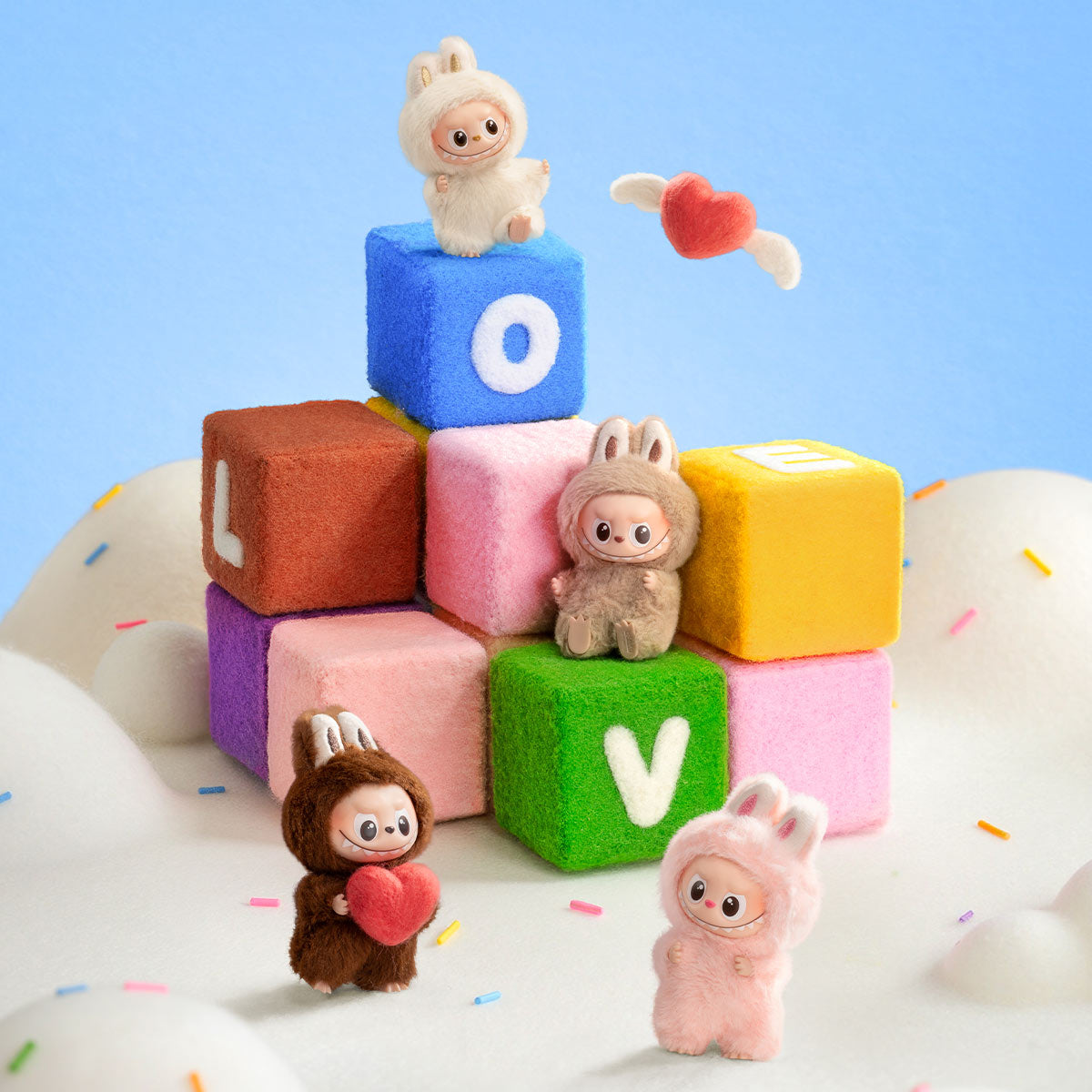 Pop Mart Labubu THE MONSTER PIN FOR LOVE SERIES - Vinyl Plush Pendant blind box (A-M) Sealed Case (14 Blind Box)