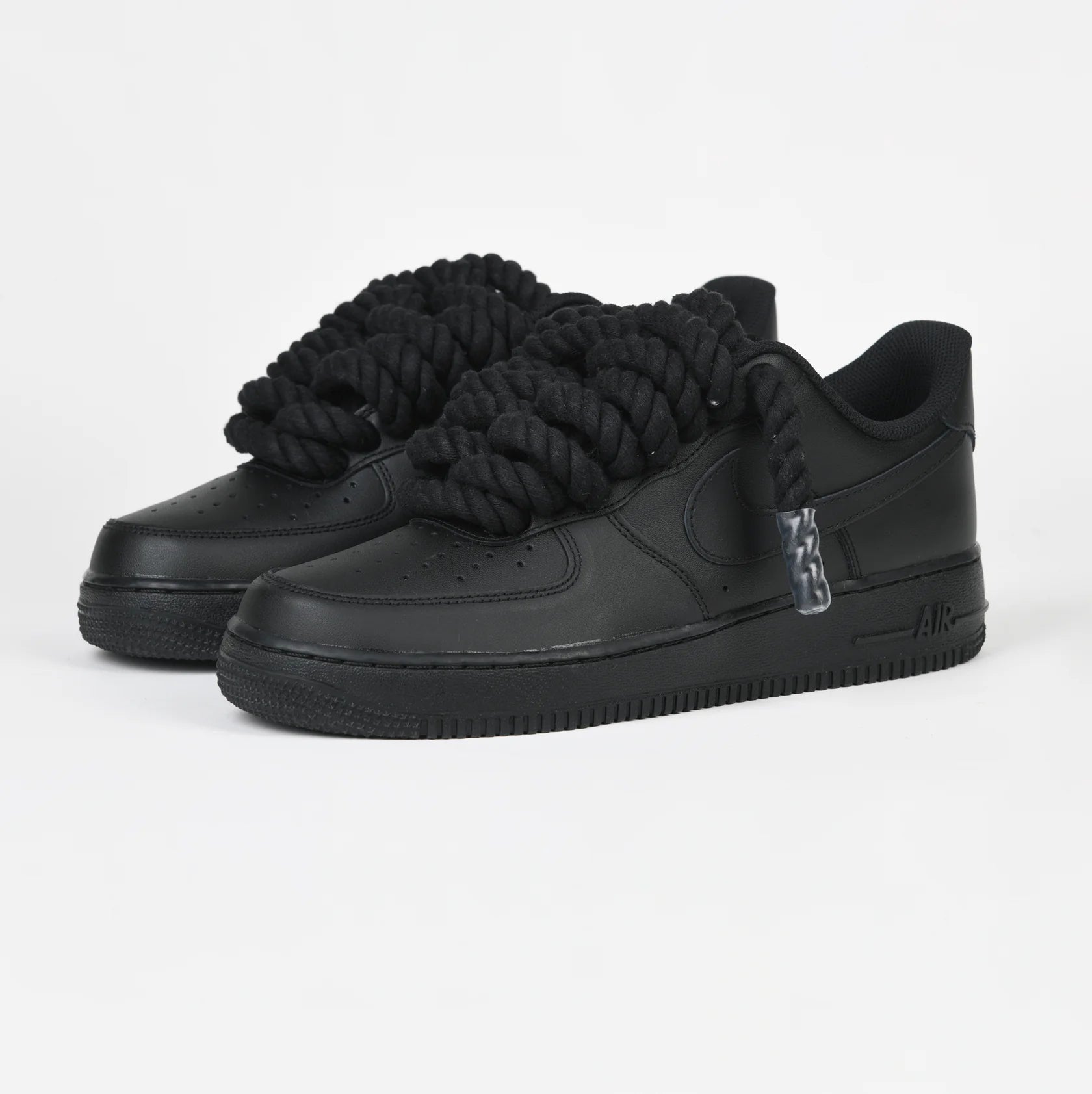 Nike Air Force 1 Black Rope Laces Corda Custom Black