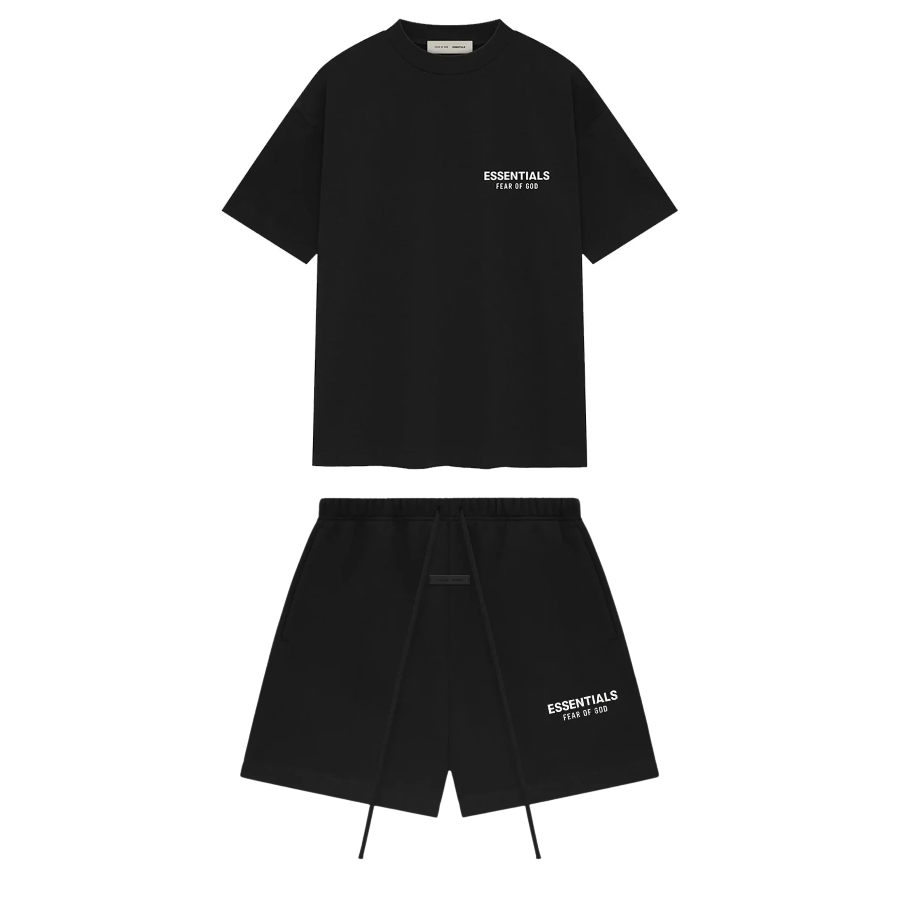 Fear Of God Essentials Bundle Completo Classic Tee + Sweatshorts Jet Black
