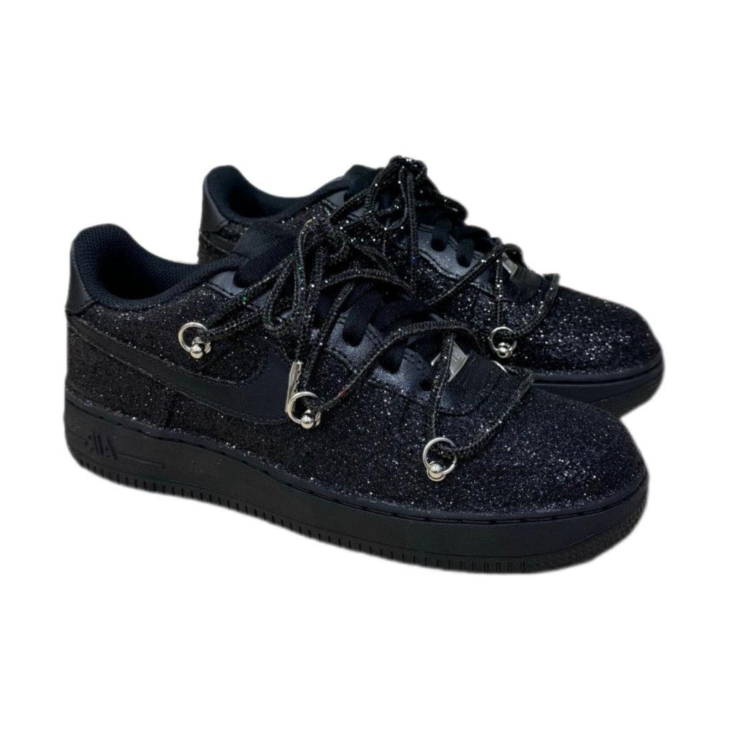 Nike Air Force 1 Custom Black Glitter Rope Laces Off - Madonnina Resell